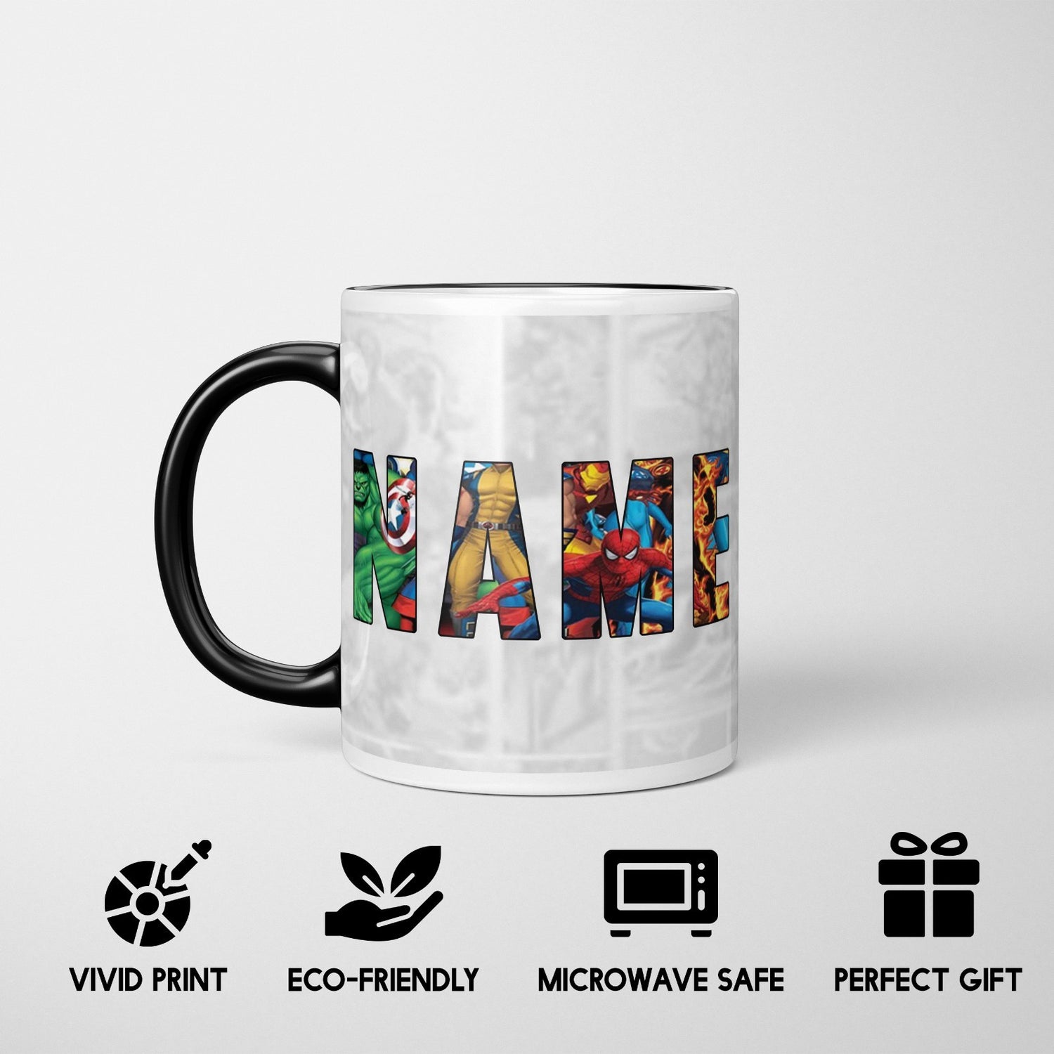 Personalised Custom Name Marvel Heat Sensitive Magic Colour Changing Novelty Mug