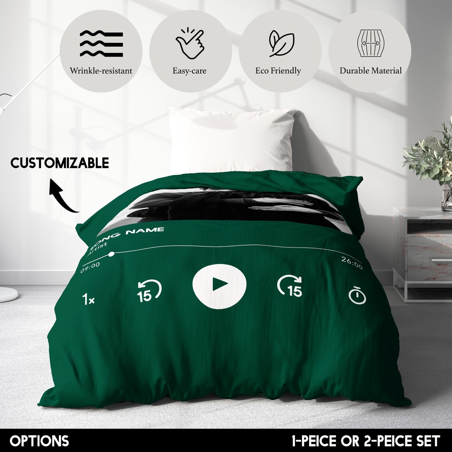 Upload Your Photo Music Player Personalised Soft Single Size Bed Duvet Cover