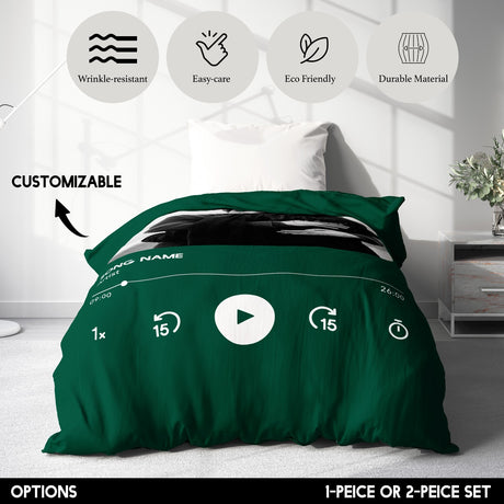 Upload Your Photo Music Player Personalised Soft Single Size Bed Duvet Cover