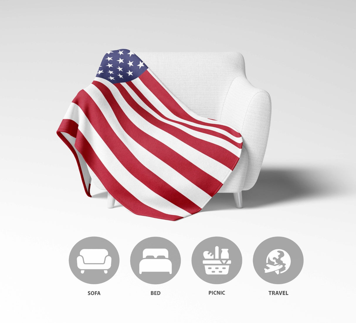 USA Flag America Fleece Blanket Home Decor Throw Gift Cosy Custom Made Soft