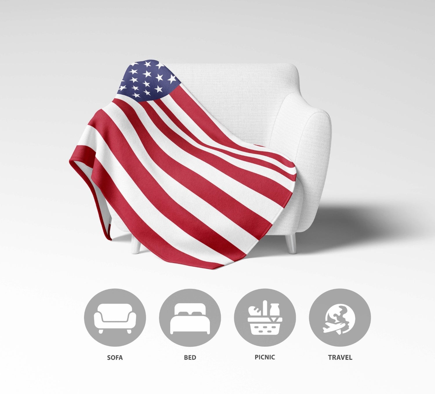 USA Flag America Fleece Blanket Home Decor Throw Gift Cosy Custom Made Soft