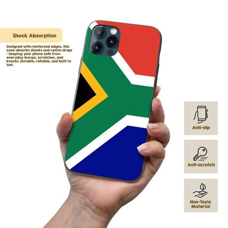 South Africa Flag SA Printed iPhone Case Black TPU Cover Protector Custom Gift