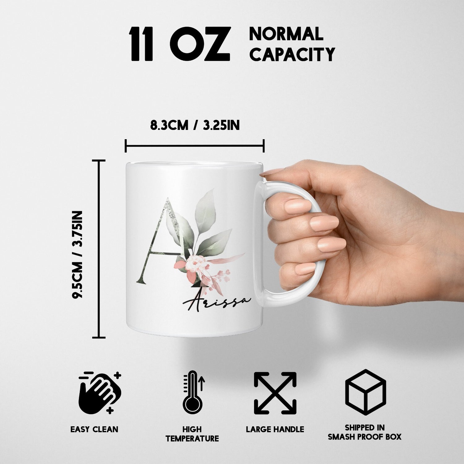 Gentle Botanical Blush Pink Name Initial Letter Tea Coffee Mug Set Gift Him Her