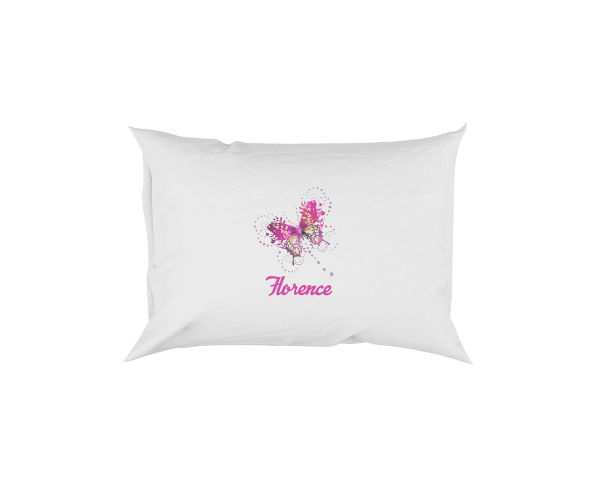 Personalised Name Pink Butterfly Soft Pillowcase Pillow Case Cover