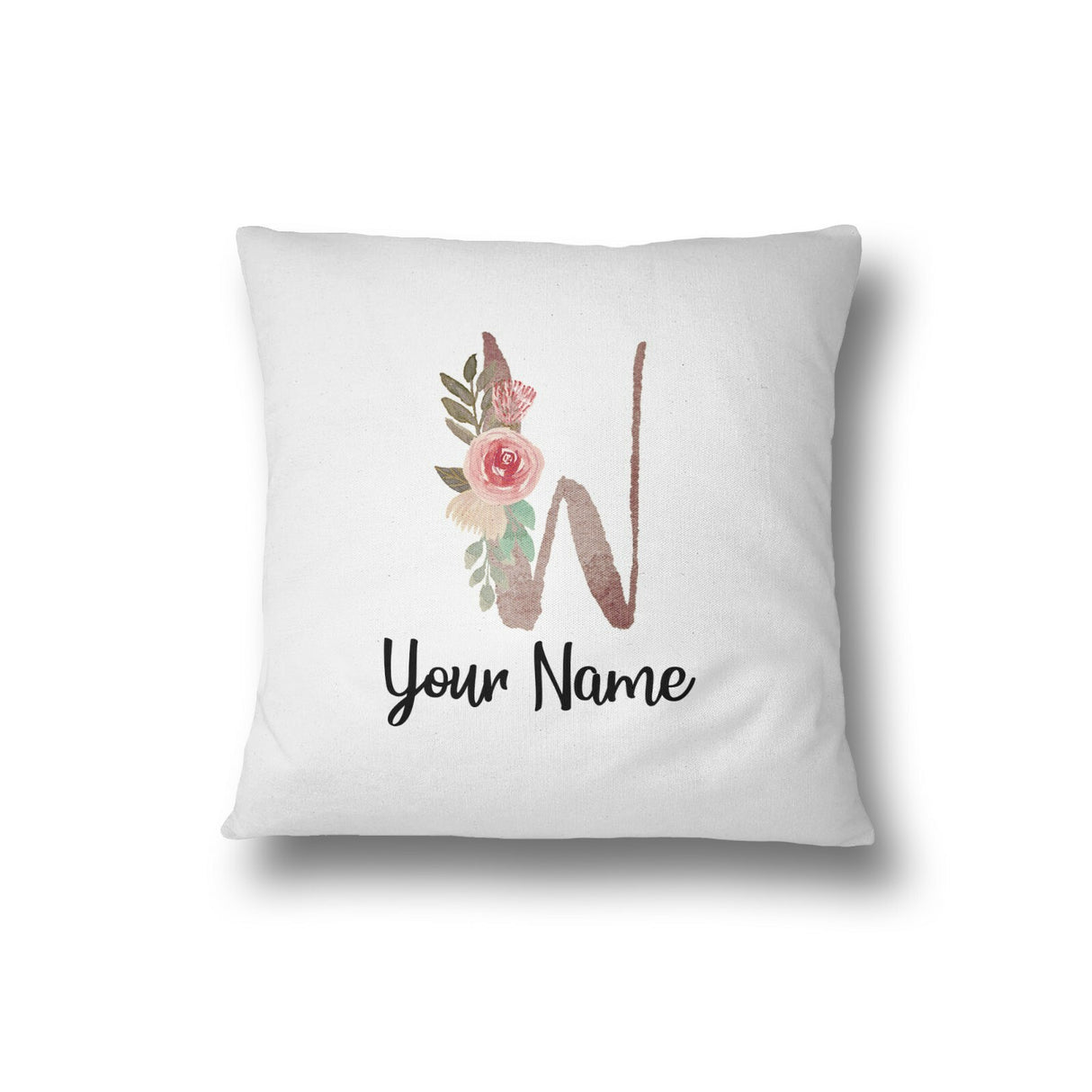 Personalised Floral Watercolour Hand Paint Effect Alphabet Floral Name Cushion