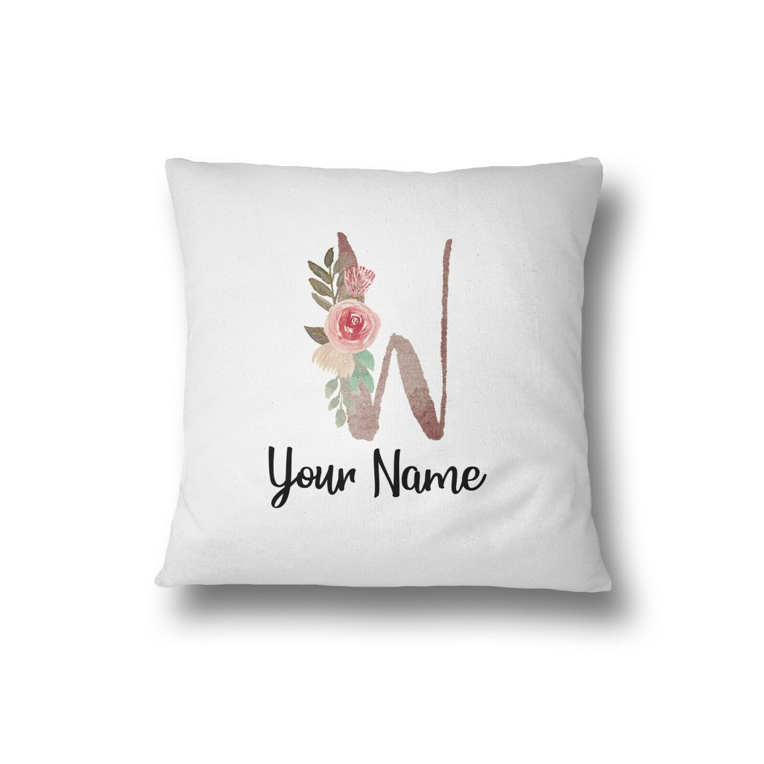 Personalised Floral Watercolour Hand Paint Effect Alphabet Floral Name Cushion