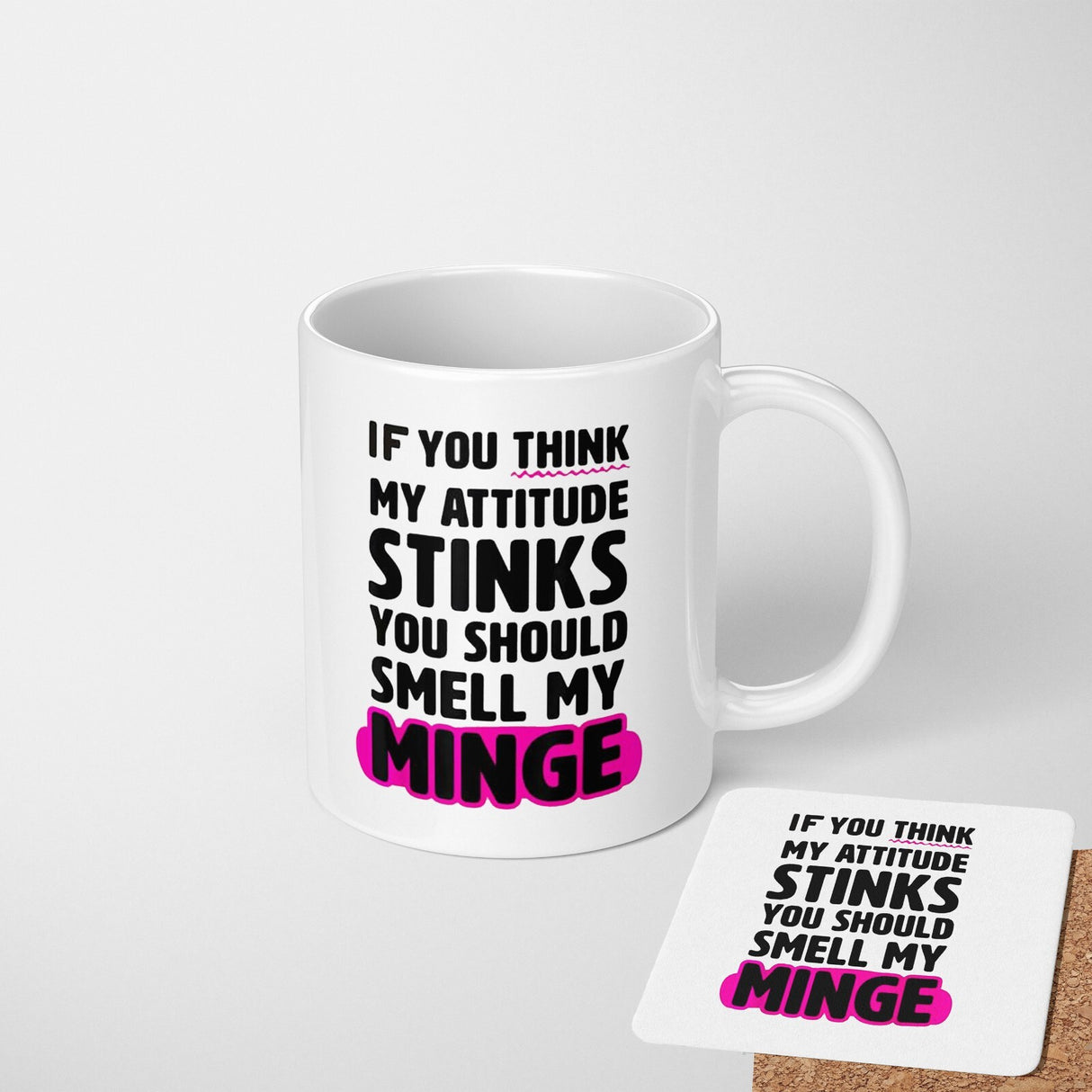 Attitude Stinks Rude Cheeky Funny Gift Coffee Tea Mug + Coaster Option Him Her