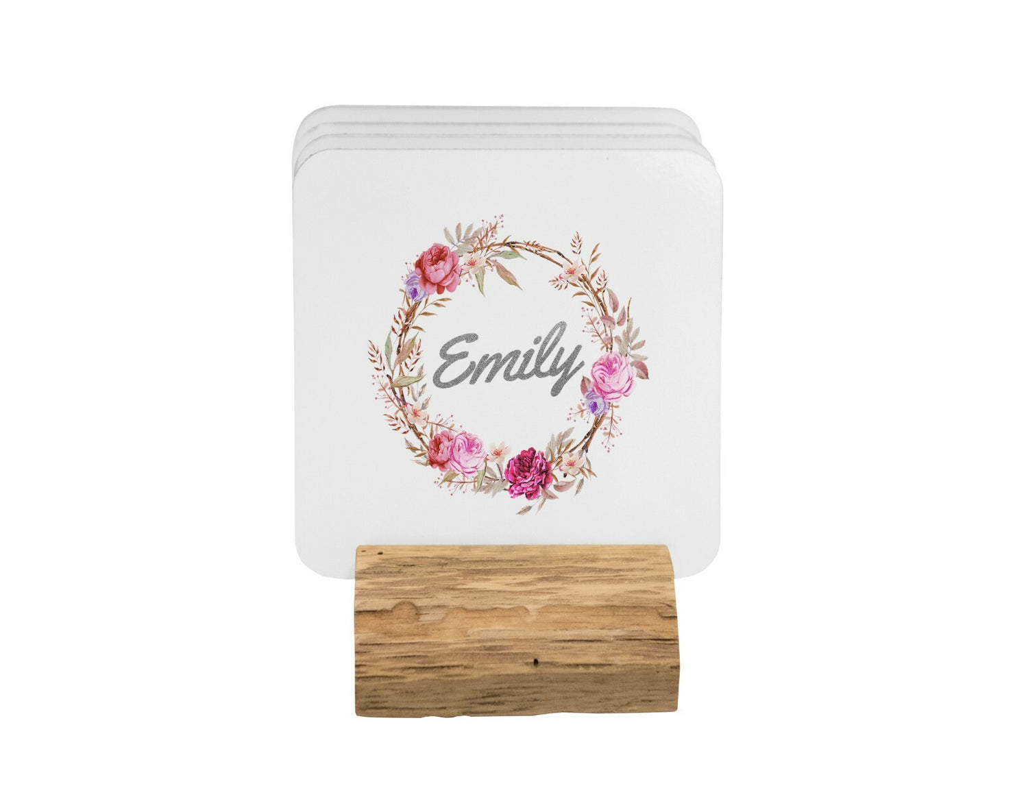 Personalised Name Floral Wreath Coffee Tea Mug Gift 11oz Mug + Coaster
