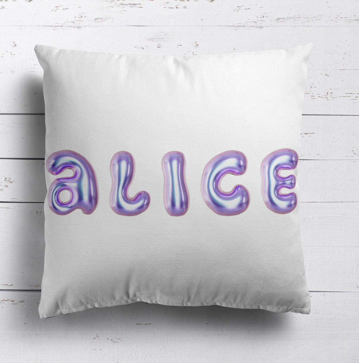 Personalised 3D Bubble Name Text Print Soft Square Filled Cushion Throw Decor