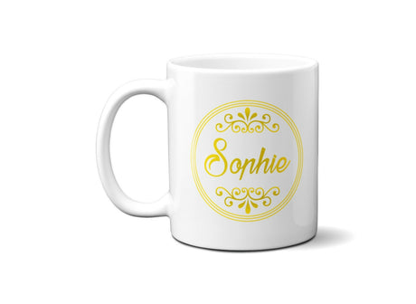 Circle Border With Scroll Coffee Tea Mug 11oz Mug And Coaster Set Option