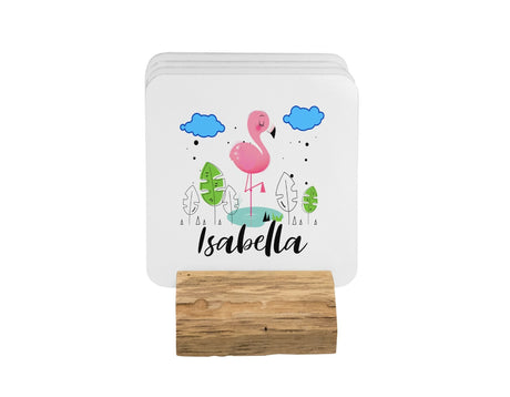 Personalised Name Flamingo Cute Coffee Tea Mug Gift 11oz Mug + Coaster