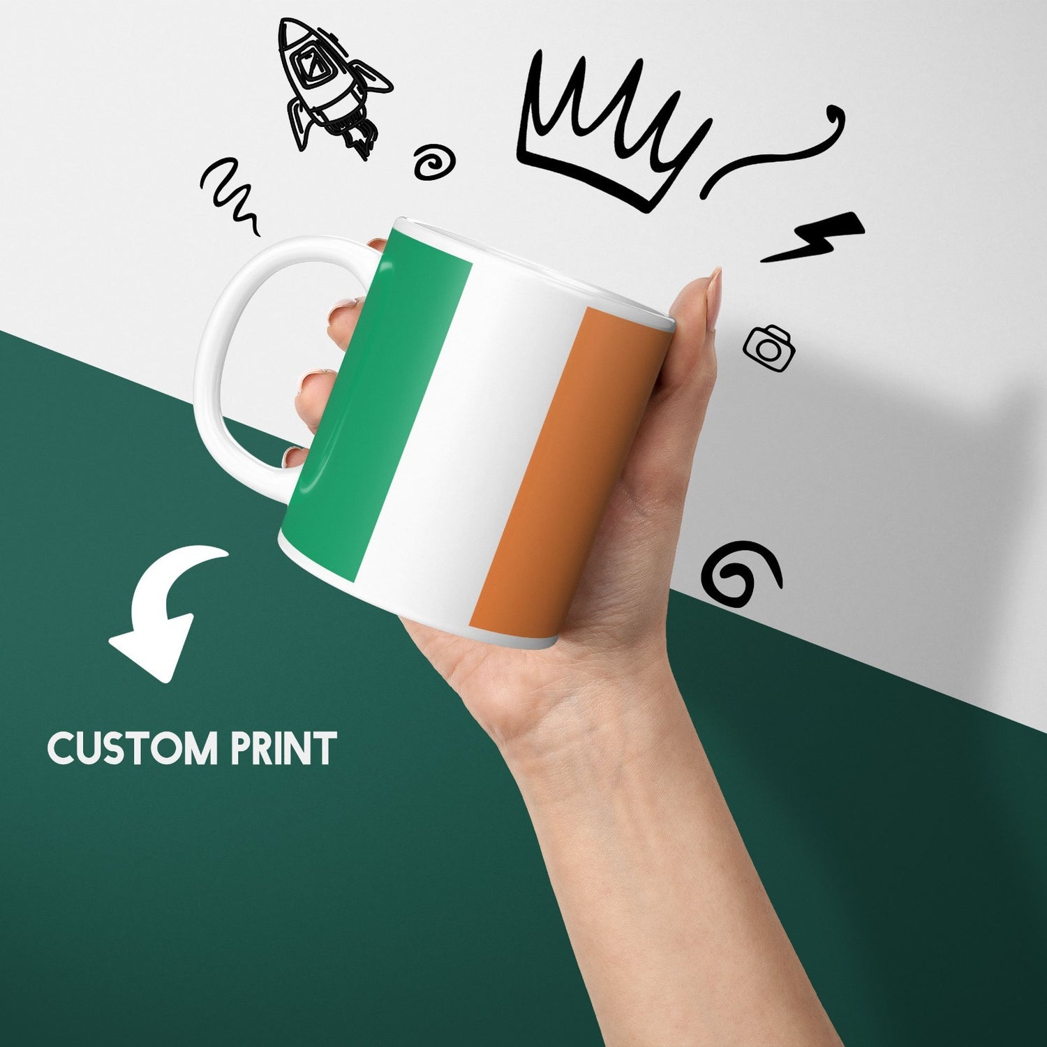 Ireland Flag Irish Novelty Custom Printed Coffee Tea Mug Coaster Gift Him Her