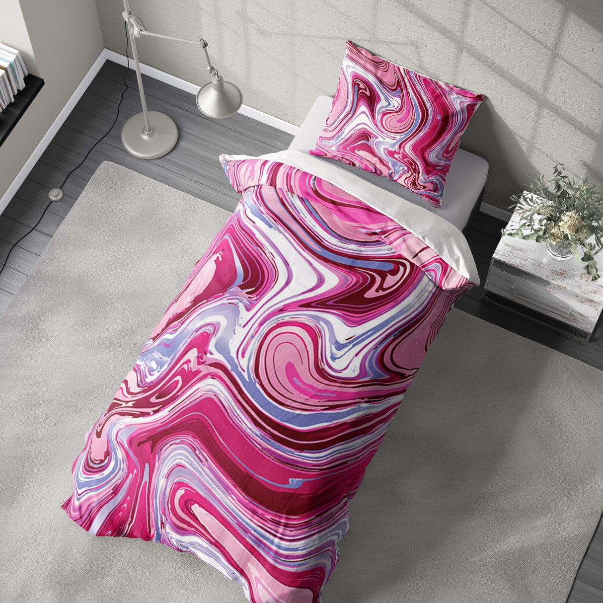 Liquid Marble Custom Design Coloured Soft Single Size Novelty Bed Duvet Cover