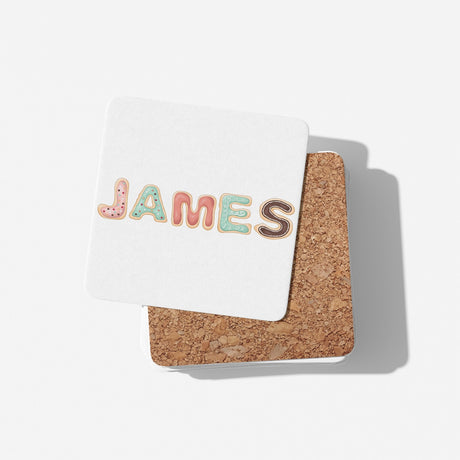Personalised Any Name Cookie Alphabet Kids Coffee Tea Mug Coaster Gift Him Her