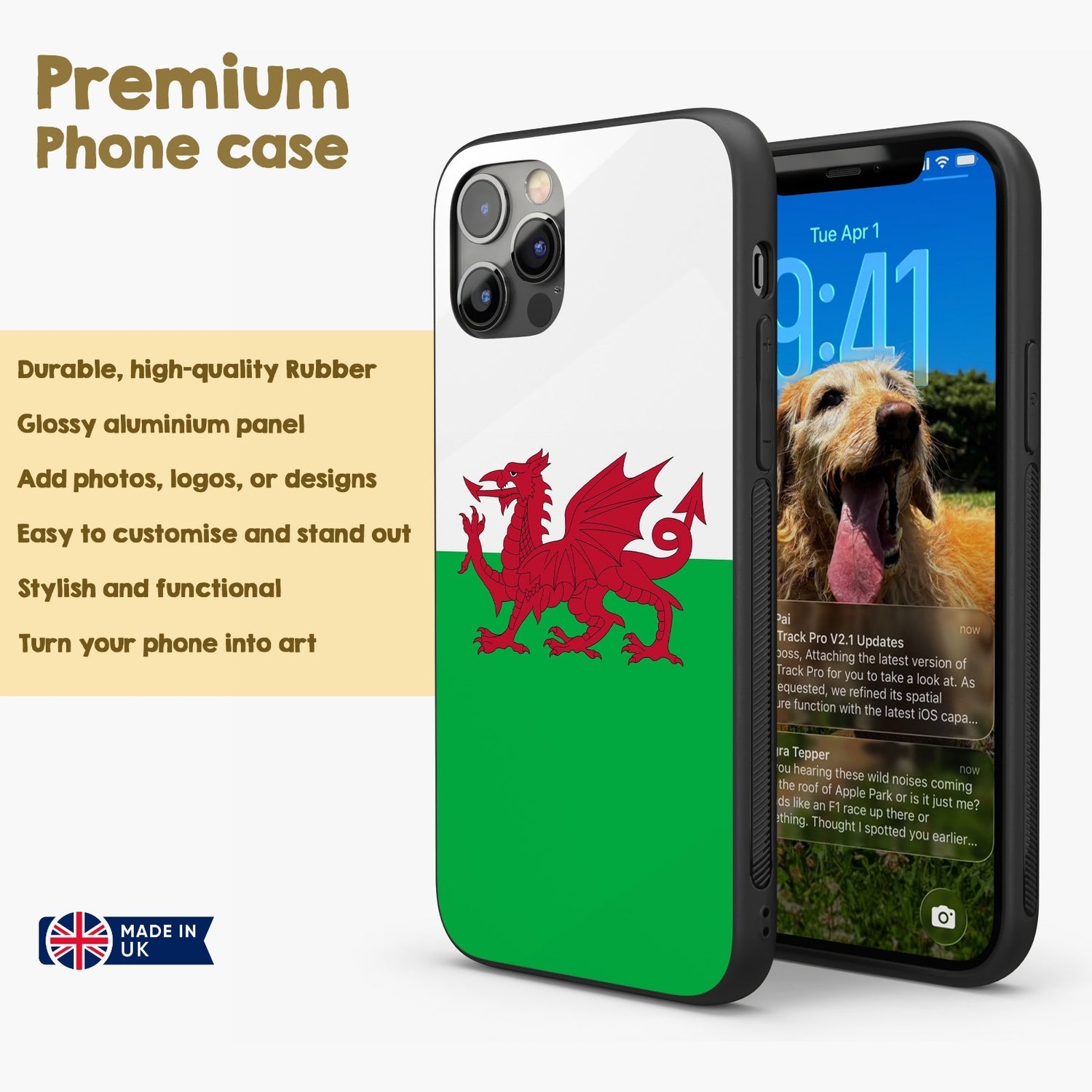 Welsh Flag Wales Custom Printed iPhone Case - Black TPU Cover Gift Personalised
