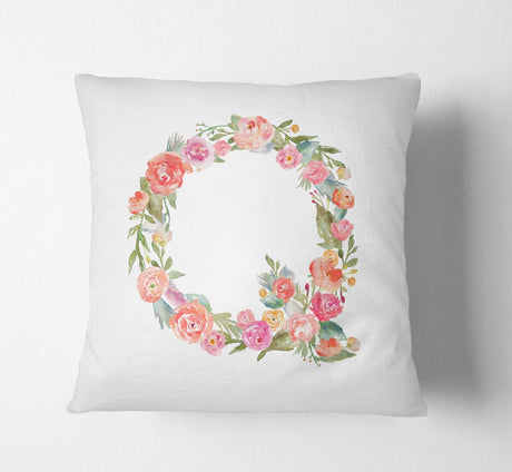 Personalised Alphabet Floral Name Initial Letter Cushion Pillow Case Insert Fill