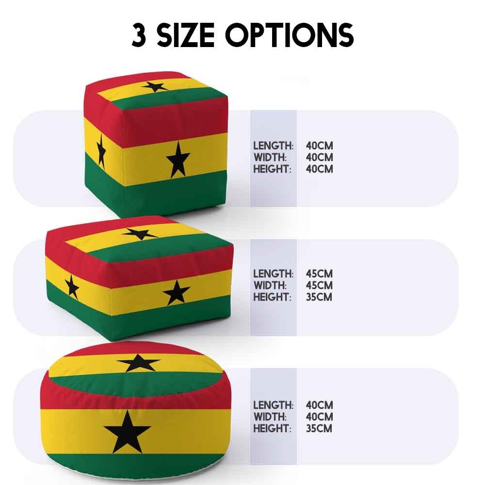 Ghana Flag Ghanaian Ottoman Filled Pouffe - Footrest Washable Cover Custom Gift