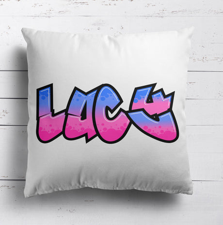 Personalised Any Name Urban Graffiti Soft Square Filled Cushion Throw Decor Gift
