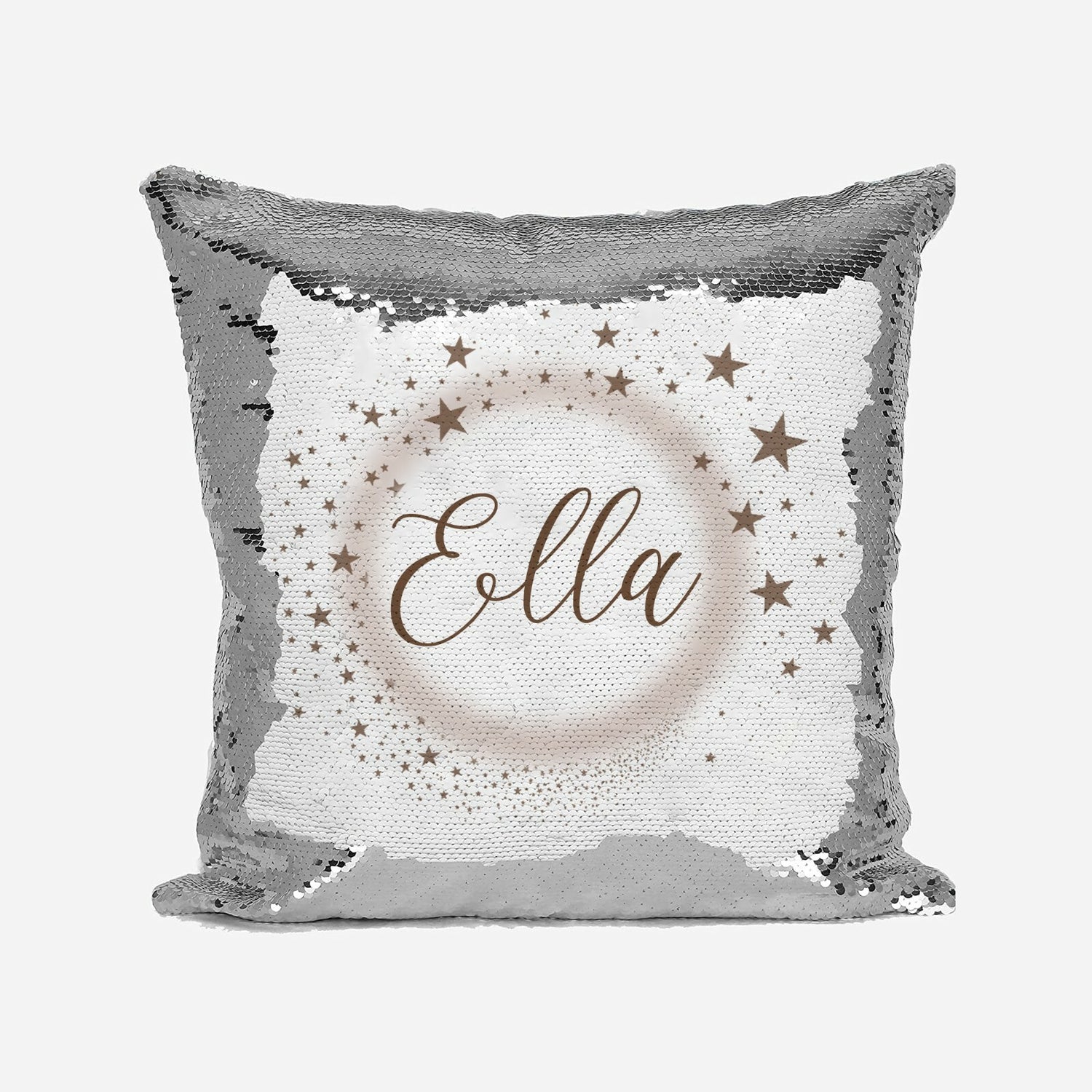 Personalised Name Shiny Sequin Magic Stars Cushion Cover + Pillow Kids