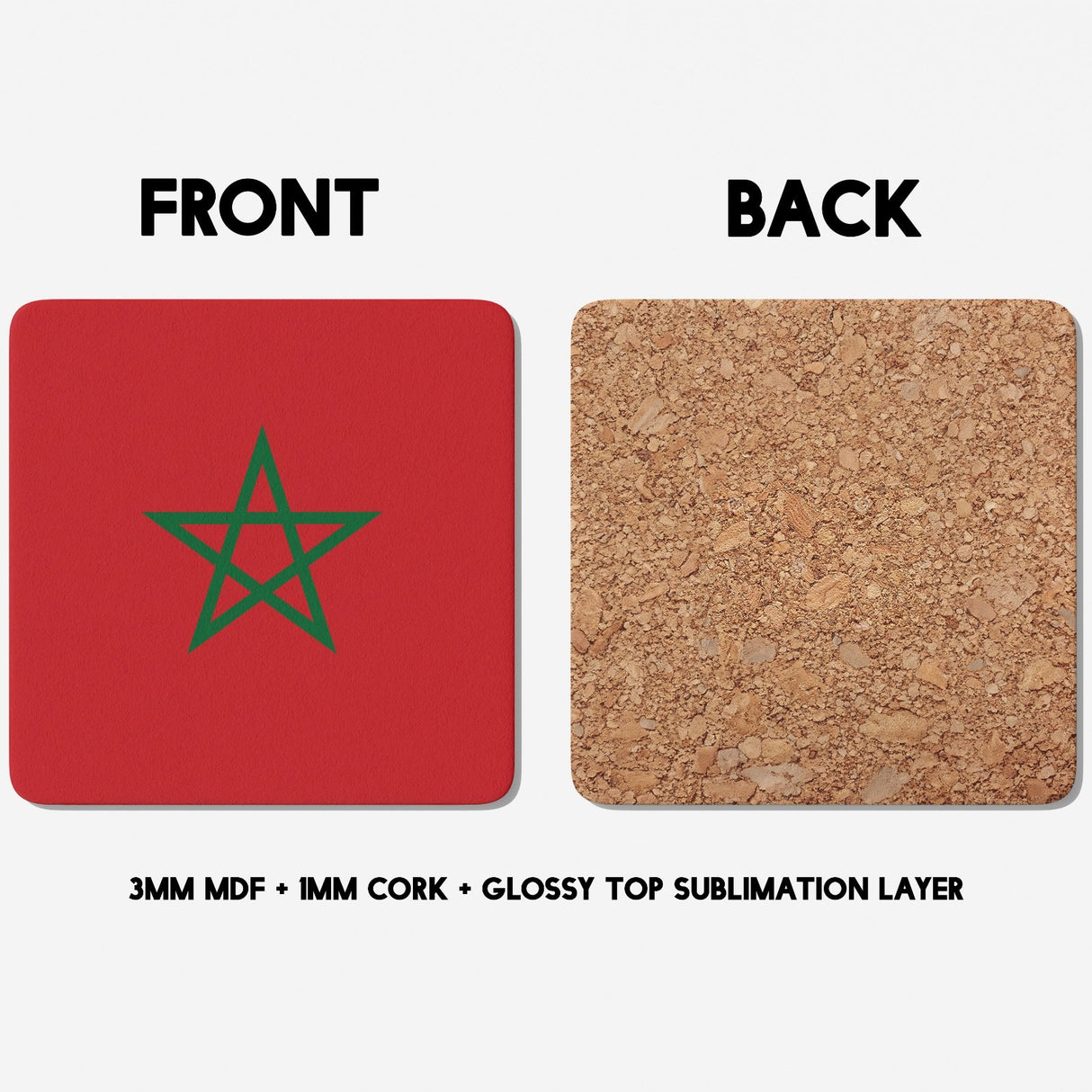 Morocco Flag Moroccan Design Coffee Tea Mug Cup Set Coaster Gift Him Her Custom