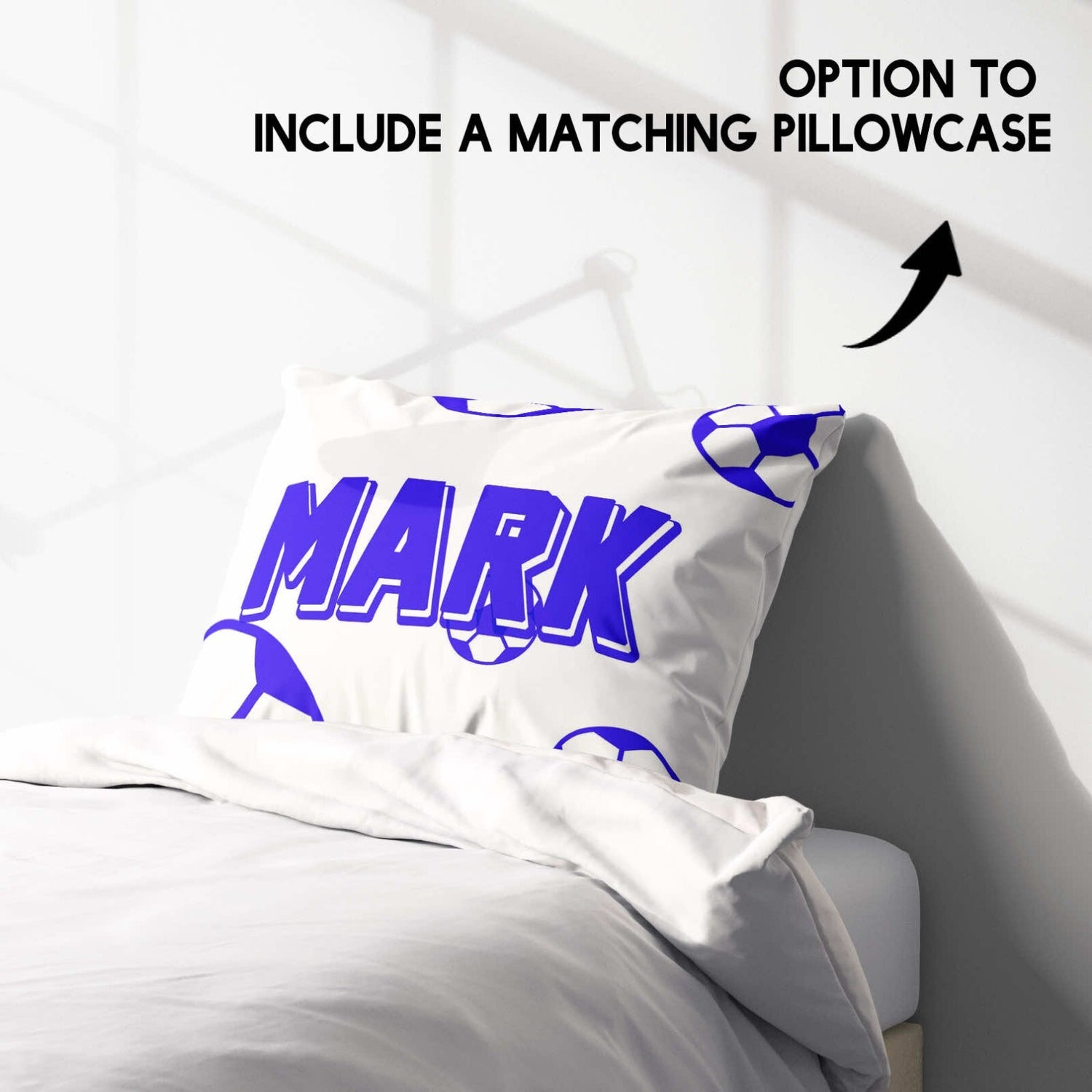 Personalised Custom Name Colour Football Fan Single Bed Duvet Cover + Pillowcase