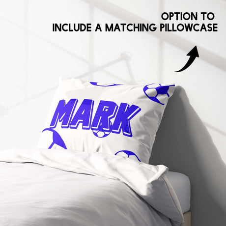 Personalised Custom Name Colour Football Fan Single Bed Duvet Cover + Pillowcase