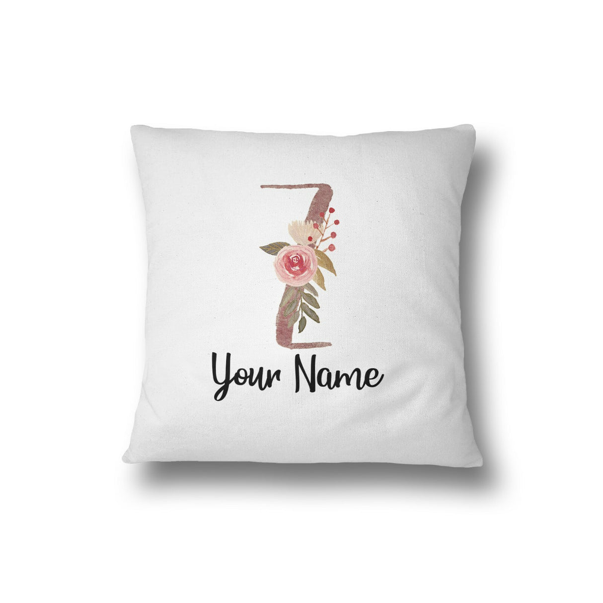 Personalised Floral Watercolour Hand Paint Effect Alphabet Floral Name Cushion
