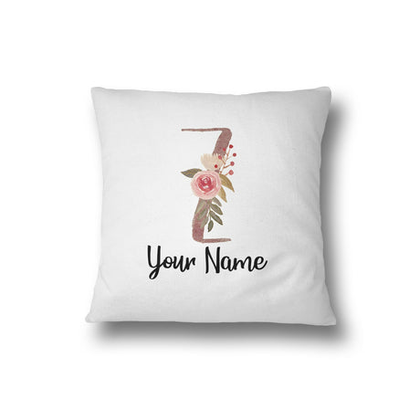Personalised Floral Watercolour Hand Paint Effect Alphabet Floral Name Cushion