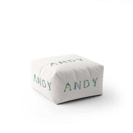 Personalised Confetti Handmade Kids Font Ottoman Filled Pouffe Washable Cover