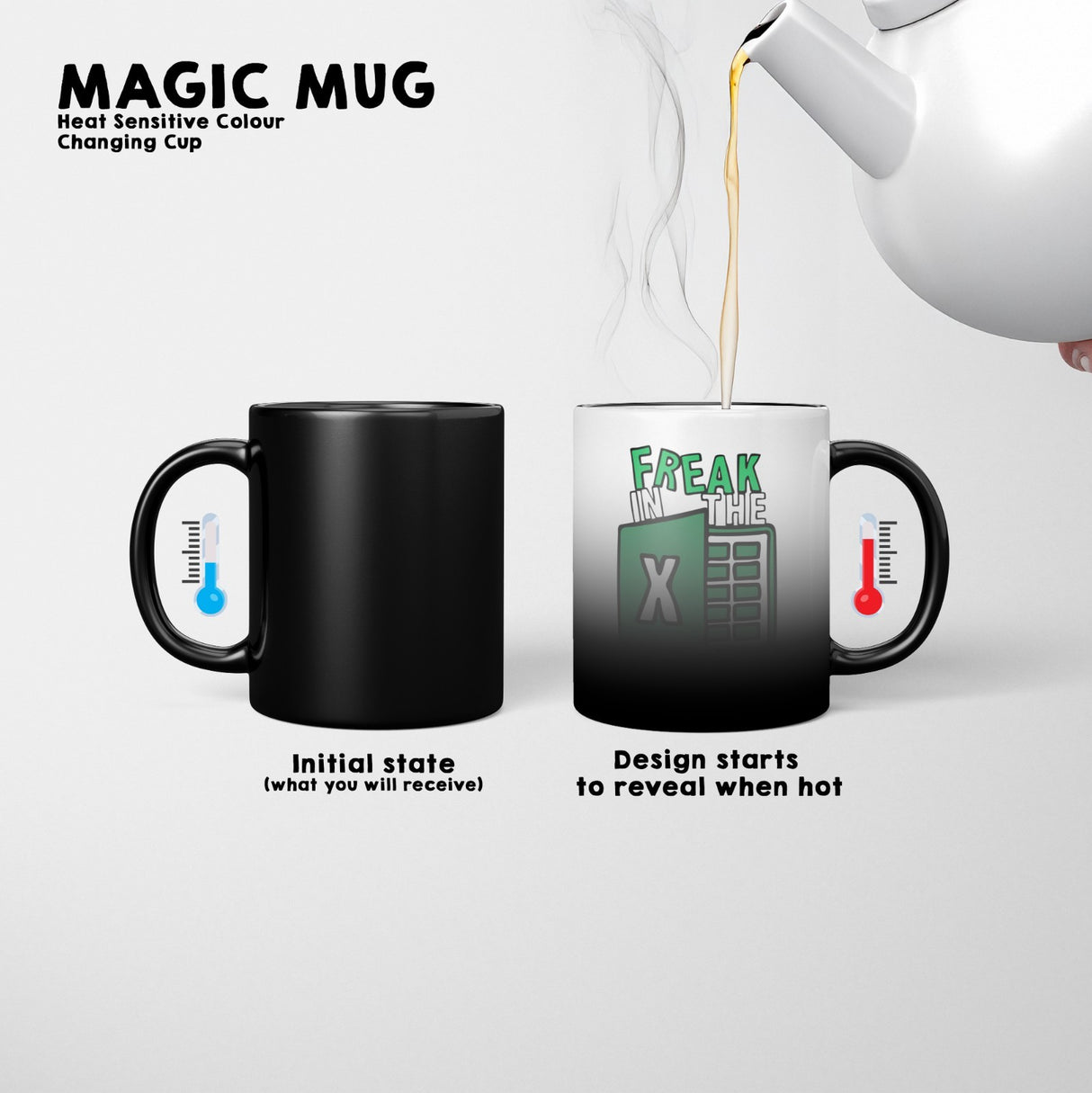 Freak In The Sheet Heat Sensitive Magic Colour Changing Mug Novelty Drink Cup