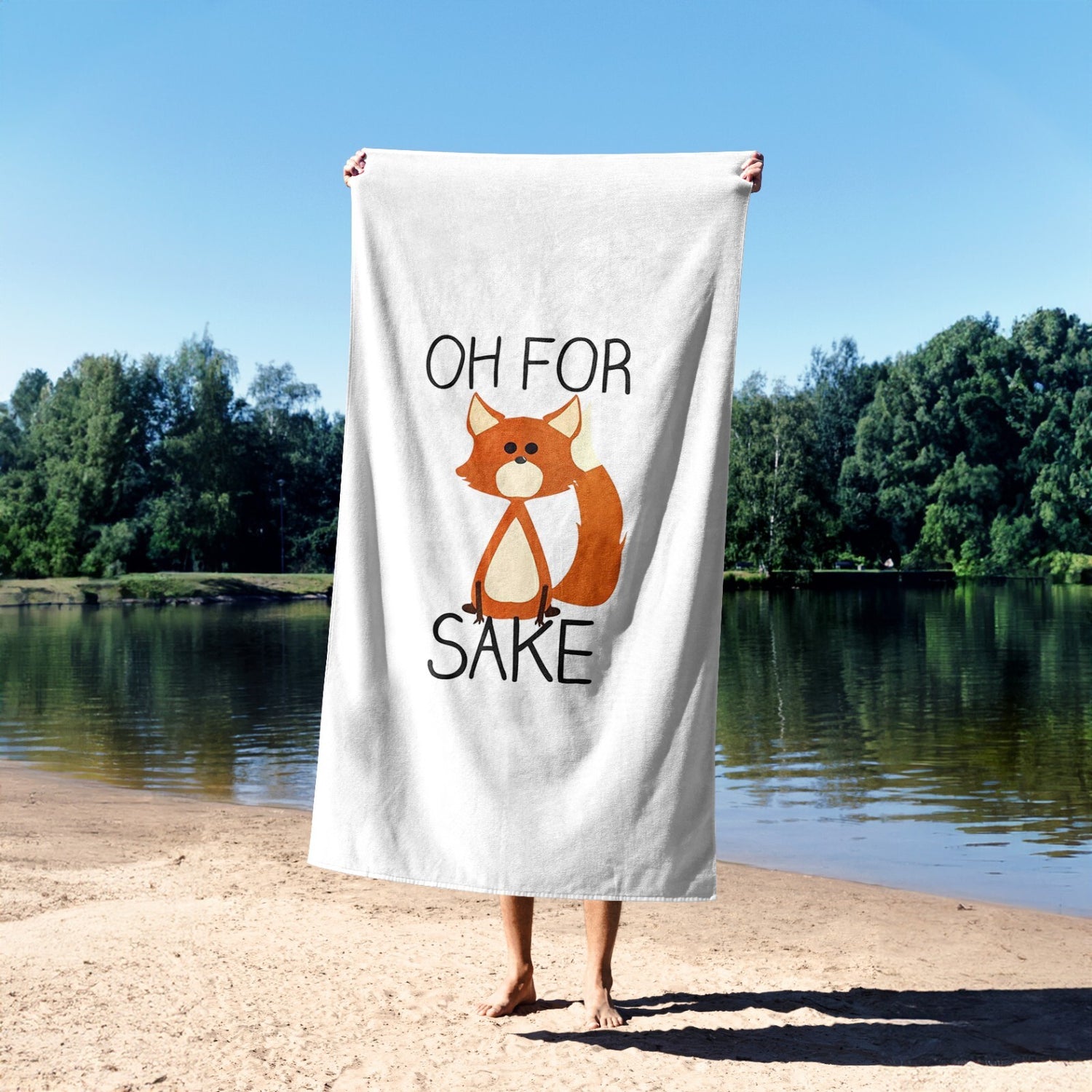 Oh For Fox Sake Saying Phrase Novelty Funny Absorbent Beach Bath Sheet Towel