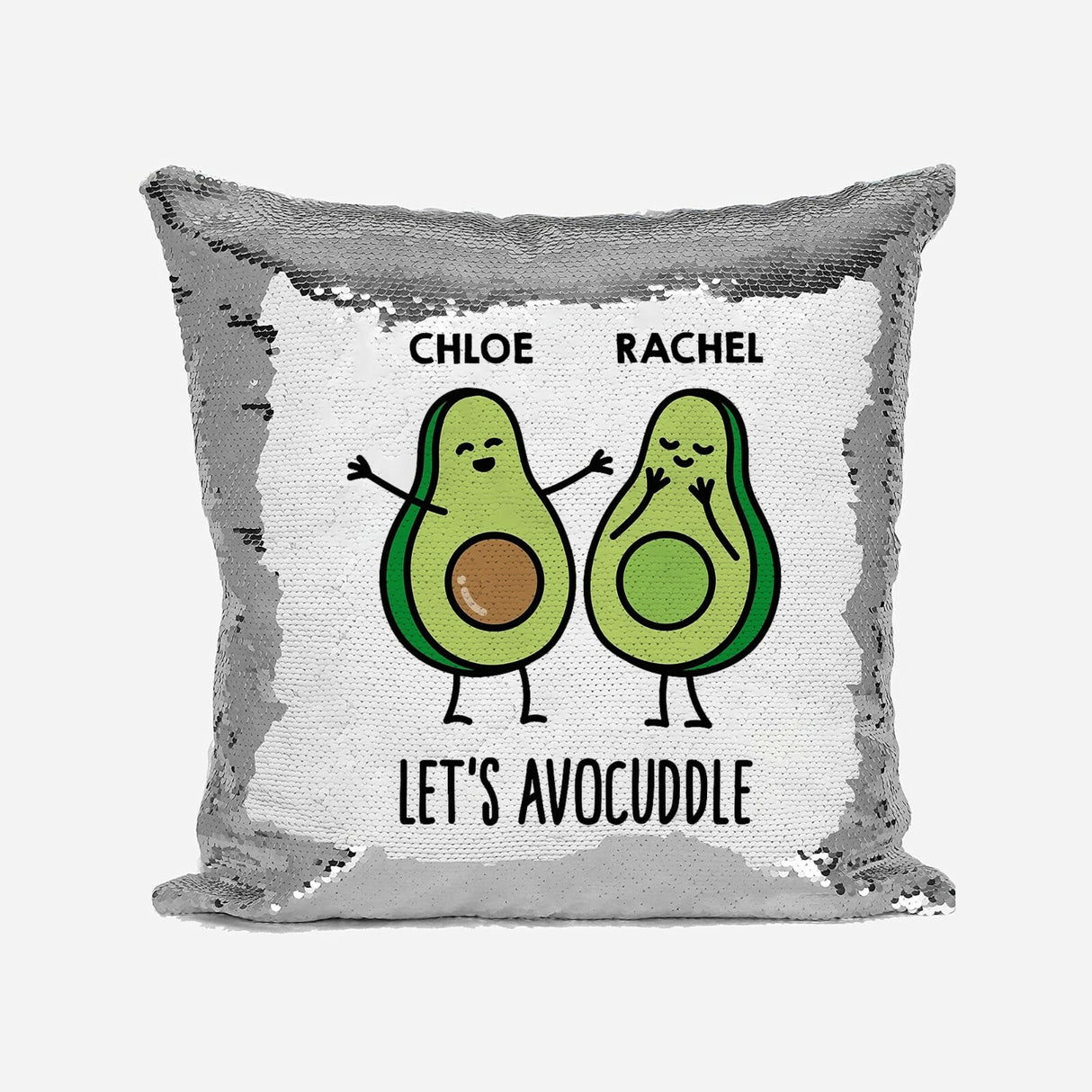 Personalised Name Shiny Sequin Magic Avocuddle Avacado Cushion Cover+Pillow Kids