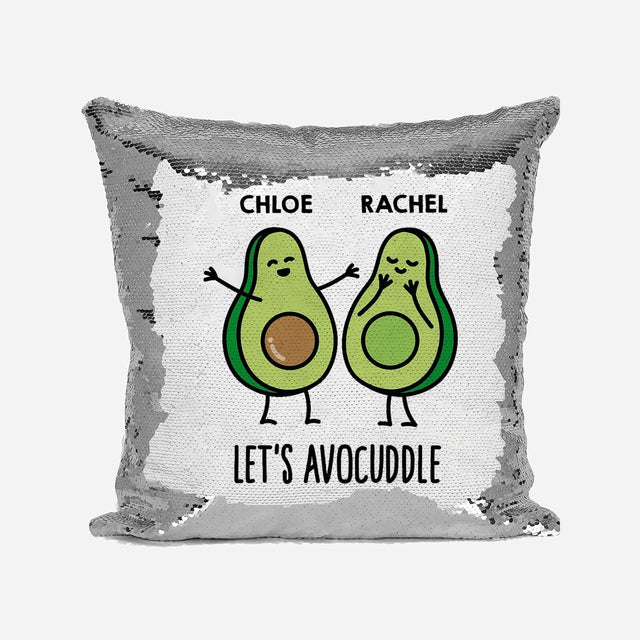Personalised Name Shiny Sequin Magic Avocuddle Avacado Cushion Cover+Pillow Kids