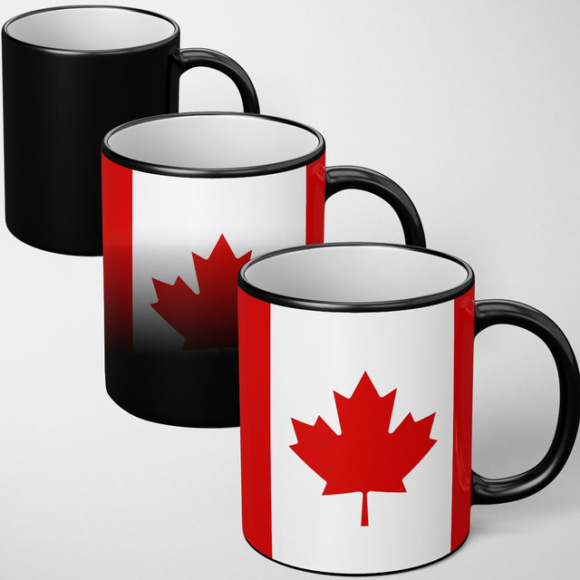 Canada Flag Design Tea Gift Heat Sensitive Magic Colour Changing Mug Custom Made