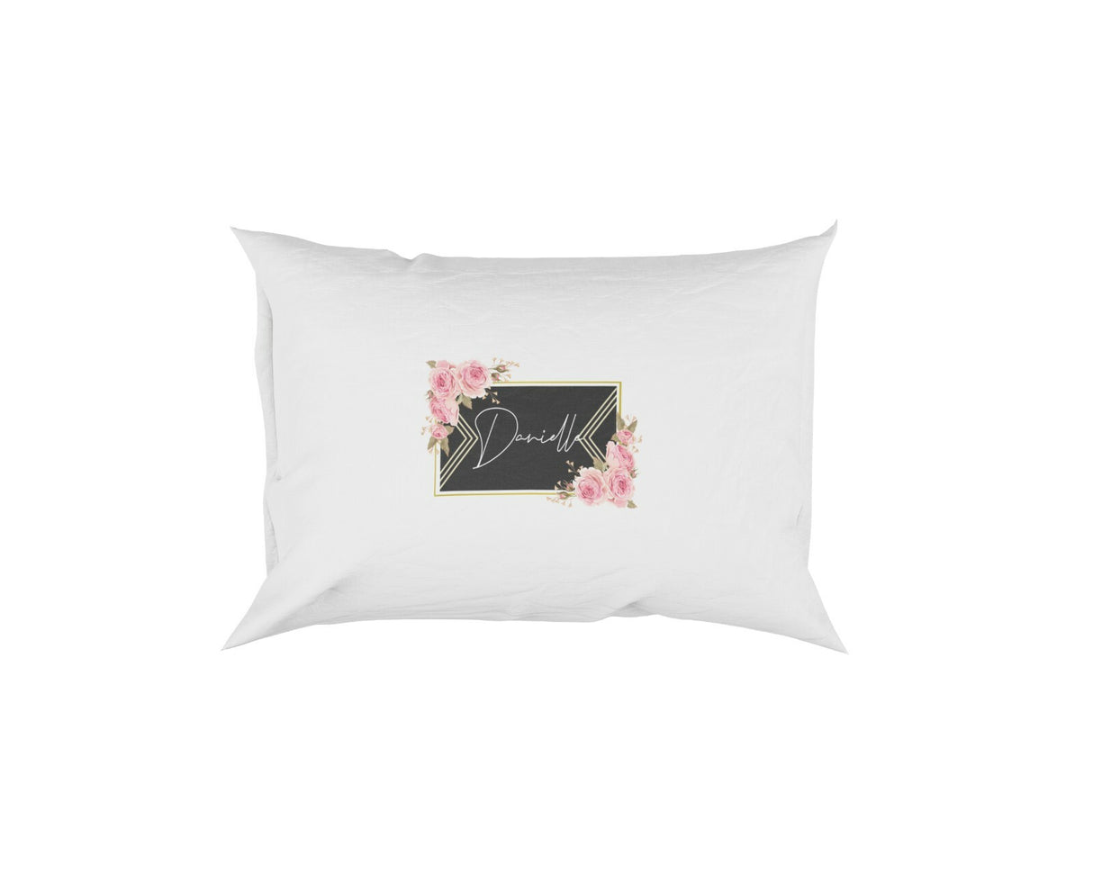 Black Gold Frame Floral Border Soft Pillowcase Pillow Case Cover