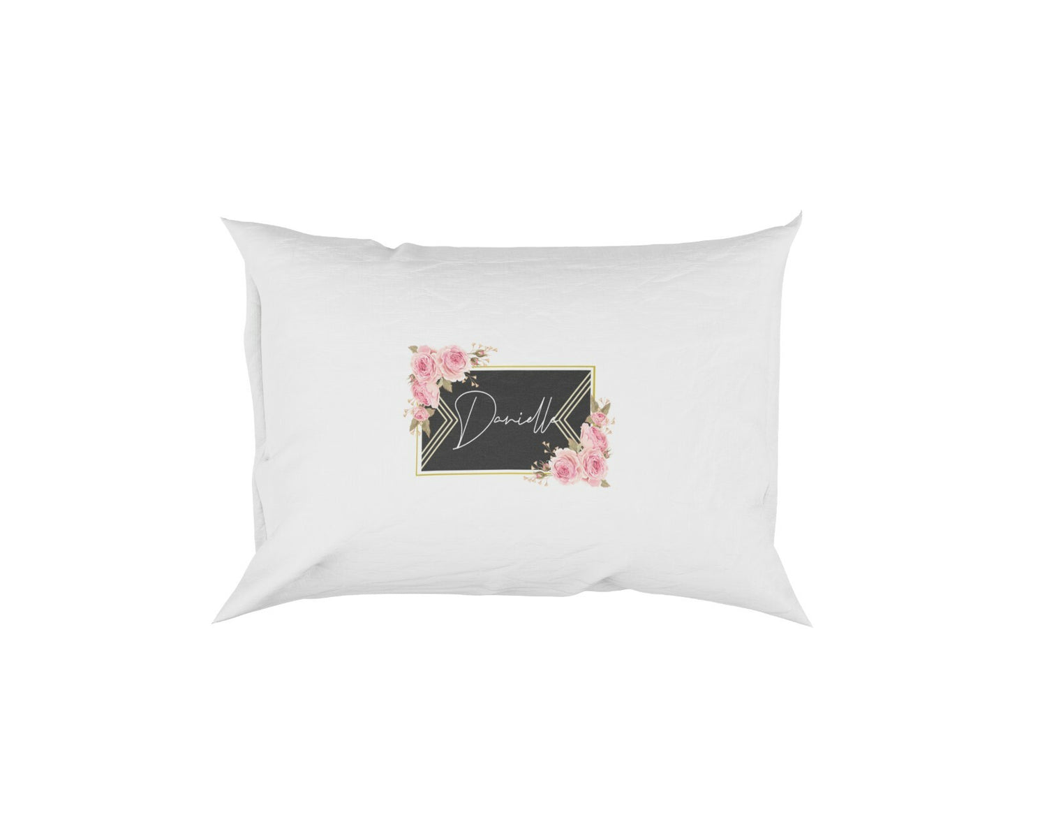 Black Gold Frame Floral Border Soft Pillowcase Pillow Case Cover