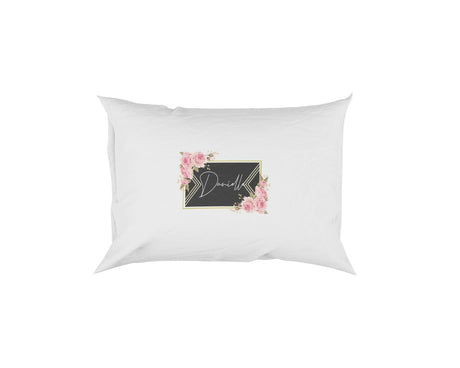 Black Gold Frame Floral Border Soft Pillowcase Pillow Case Cover