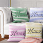 Personalised Custom Name Colour Stripe Retro Font Square Fill Zip Cushion Throw
