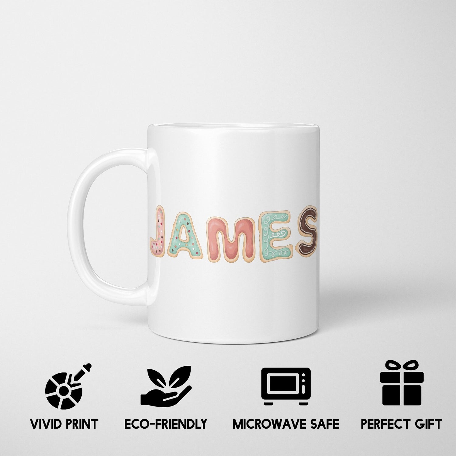 Personalised Any Name Cookie Alphabet Kids Coffee Tea Mug Coaster Gift Him Her