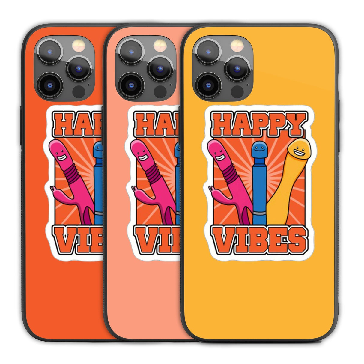 Happy Vibes Rude Funny - Personalised Custom Cover - Printed iPhone Black Case