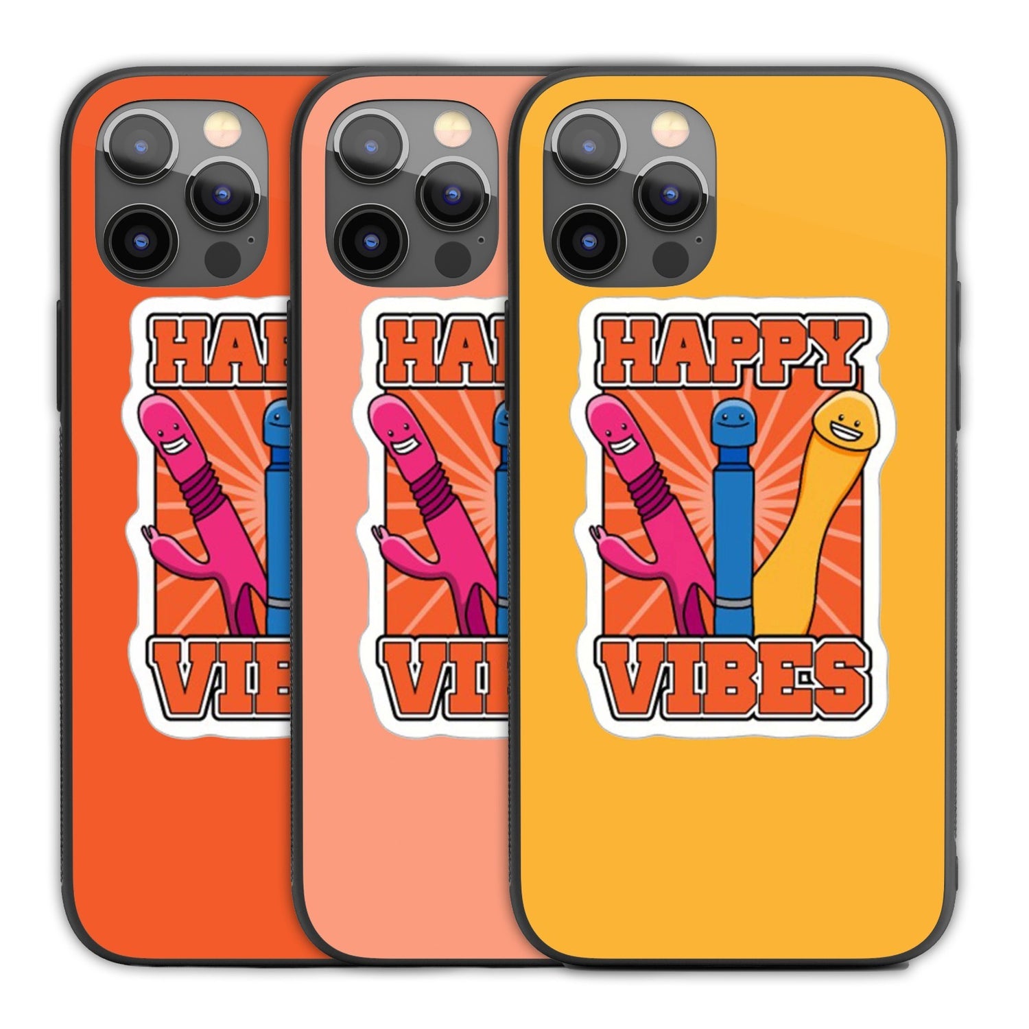 Happy Vibes Rude Funny - Personalised Custom Cover - Printed iPhone Black Case