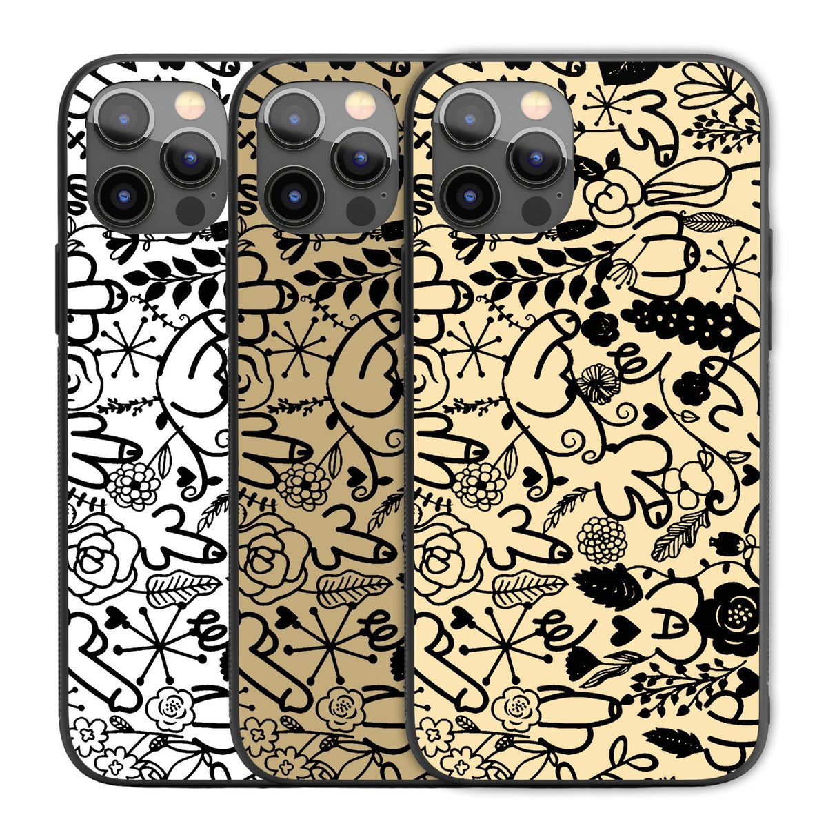 Floral Willy Personalised Custom Rude Funny Cover - Printed iPhone Black Case