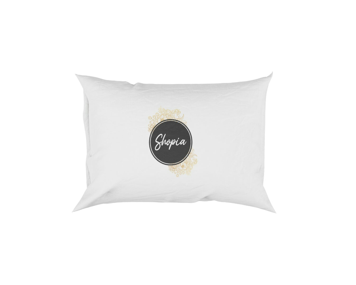 Black Circle Gold Floral Personalisable Name Soft Pillowcase Pillow Case Cover