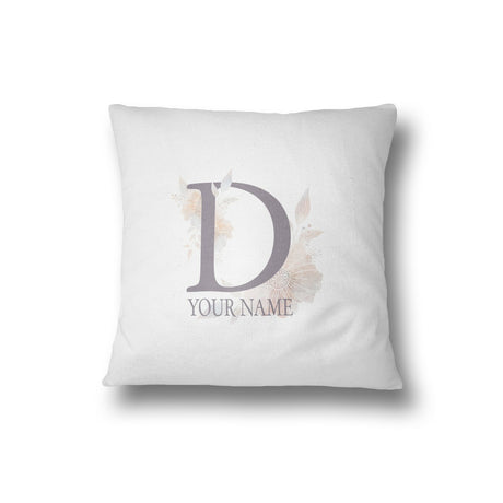 Personalised Misty Dusty Pastel Alphabet Floral Name Initial Letter Cushion