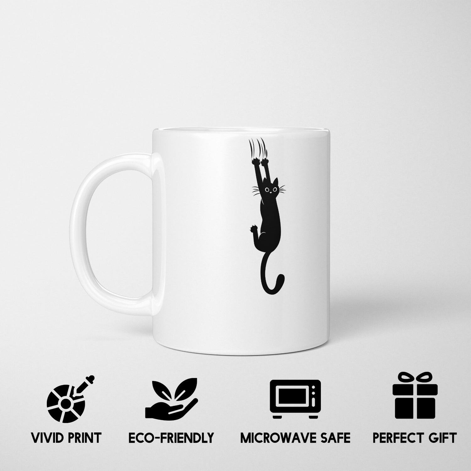 Black Cat Slipping Novelty Custom Coffee Tea Mug Coaster Set Option Gift Him Her