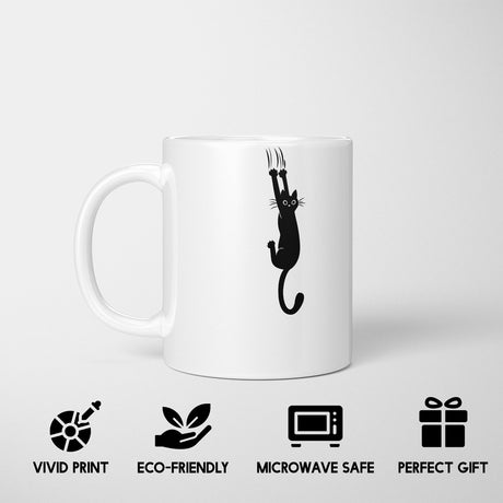 Black Cat Slipping Novelty Custom Coffee Tea Mug Coaster Set Option Gift Him Her