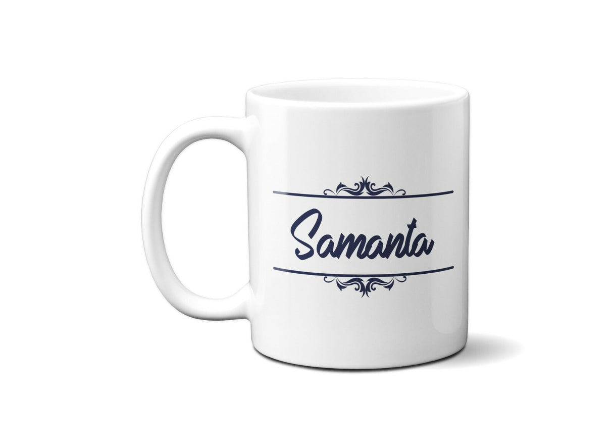 Personalised Name Border Scroll Coffee Tea Mug Gift 11oz Mug + Coaster