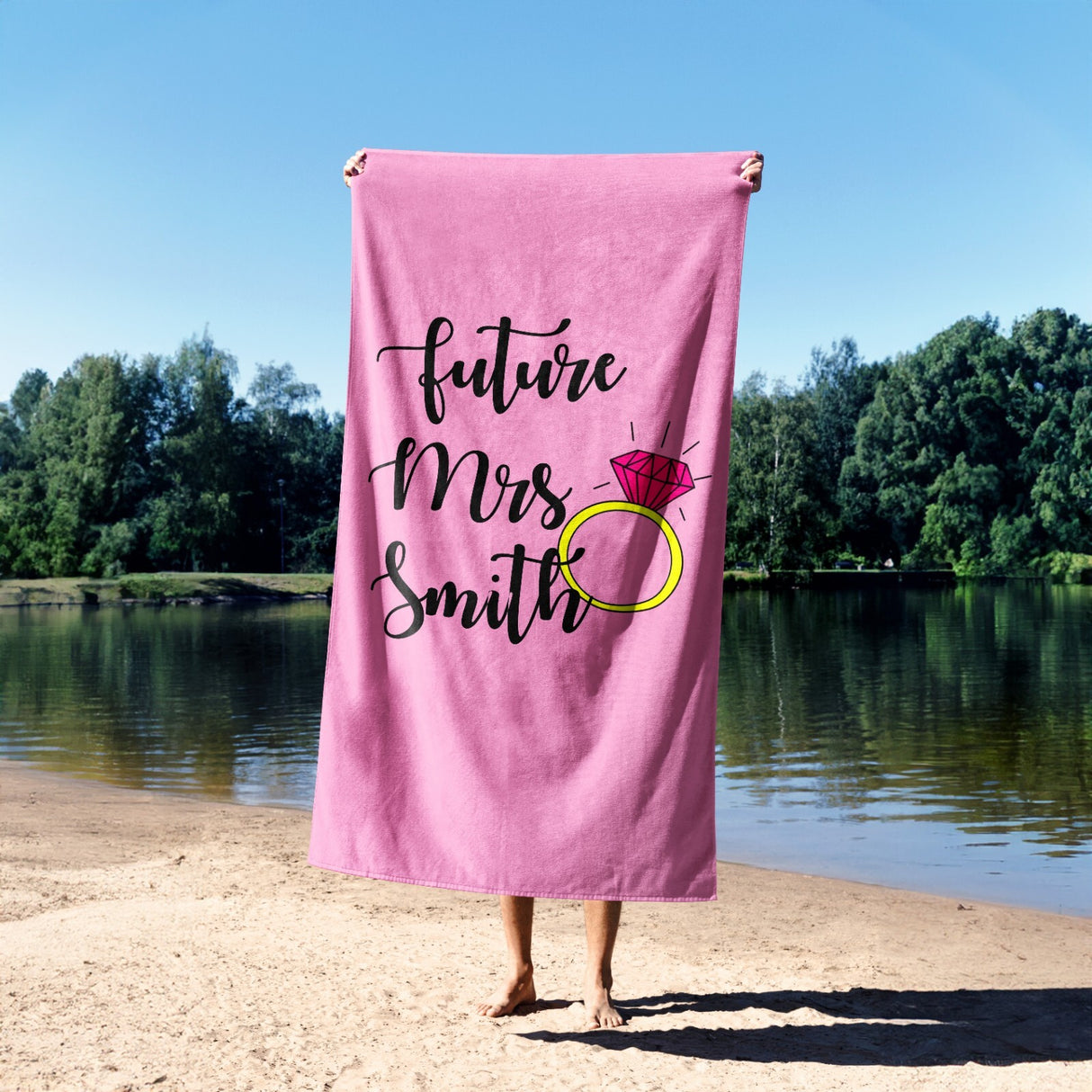 Future Mrs Fiancé Wife To Be Romantic Novelty Absorbent Beach Bath Sheet Towel