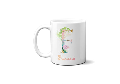 Tropical Alphabet Exotic Floral Name Initial Letter Coffee Mug Gift 11oz Ceramic