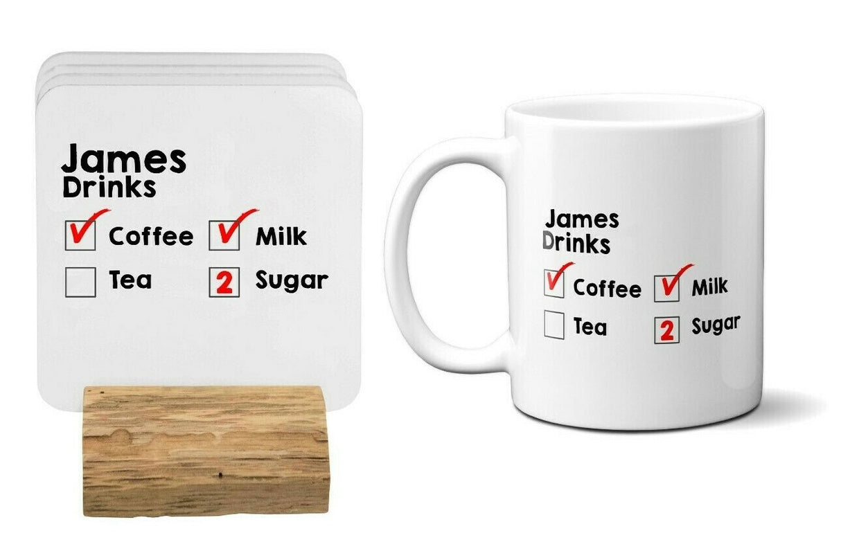 Personalised Drinks Order Menu Tick List Coffee Tea Coffee Mug 11oz Ceramic Mug
